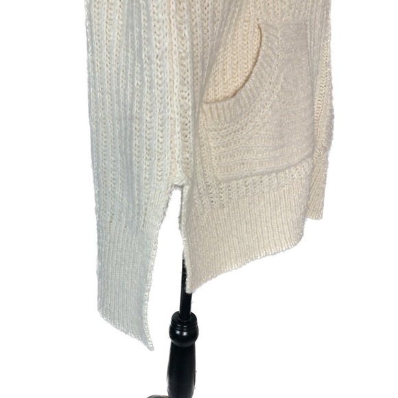 Anthropologie Pilcro Zip-Front Longline Ivory Wool Blend Cardigan Sweater - Picture 10 of 13